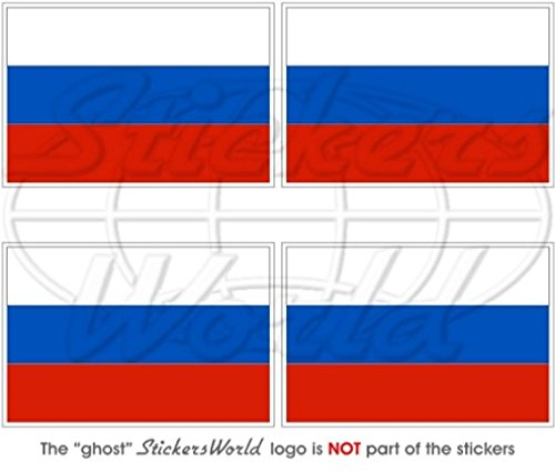 Aufkleber für Helm oder Stoßstange, Motiv: Flagge von Russland, 50 mm, Vinyl, 4 Stück
