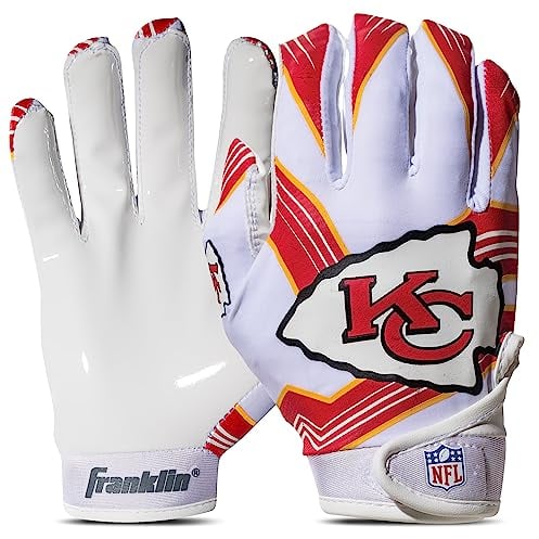 Franklin Sports NFL Kansas City Chiefs Youth Receiver Handschuhe, Weiß, Größe M
