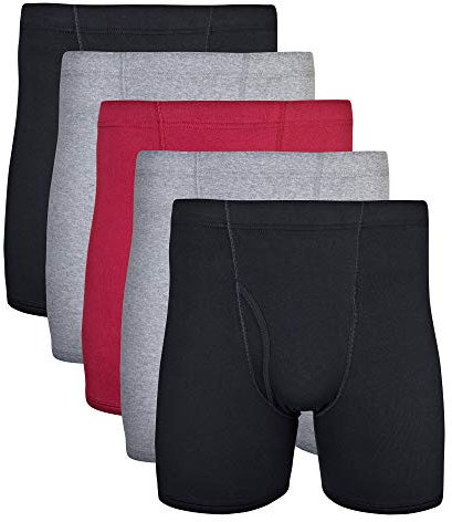 Gildan Underwear Covered Waistband Boxer Briefs, Multipack Boxeur ajusté, Grenat mélangé (Lot de 5), Homme