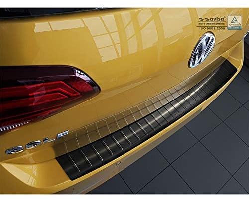 Avisa Protection de seuil arrière inox noir compatible avec Volkswagen Golf VII HB 3/5-portes 2012-2017 & FL 2017-2019 'Ribs'
