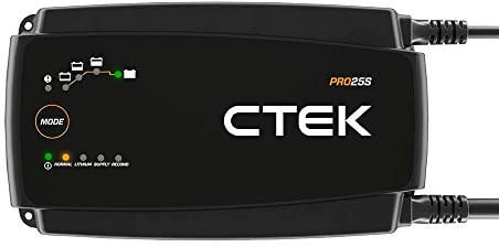 CTEK Pro25S 12V Battery Charger, Power Supply, Tender, Maintainer for Lithium, Truck and Car - Reconditioning Mode, Desulphator, Black