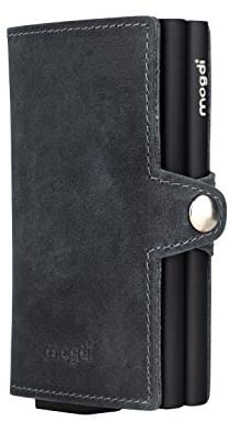 mogdi Duo Black Premium Herren Portmonee RFID Schutz Kartenetui Business Geldbörse feinstes A++ Echtleder Wallet Geldbeutel (schwarz)