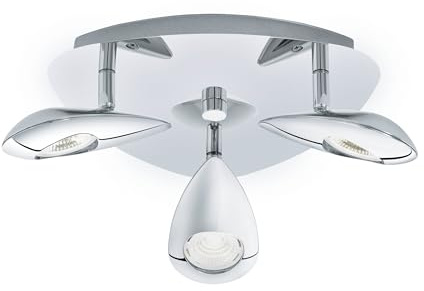 EGLO LED Deckenlampe Pedregal, Deckenstrahler, Stahl in chrom, warmweiß