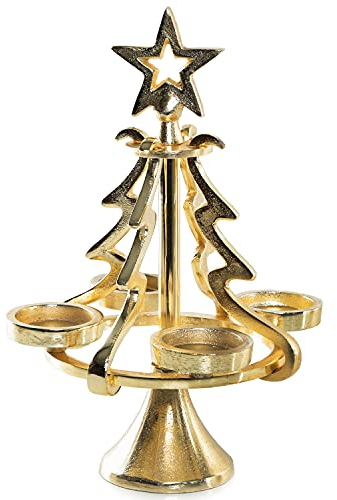 Logbuch-Verlag Adventskranz Metall Deko für 4 Kerzen Kerzenständer Adventkranz Kerzenhalter Weihnachtsbaum Gold zum Hinstellen Tischdeko Weihnachten Advent