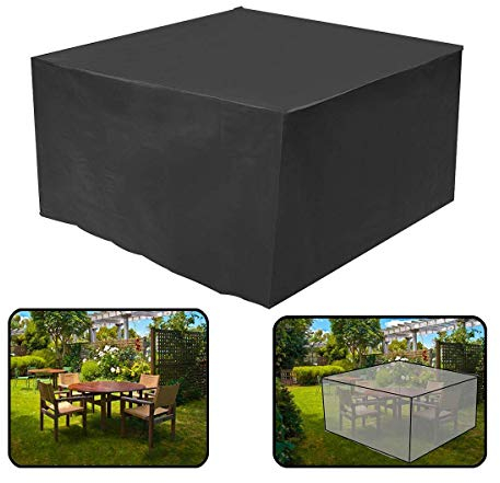 wasserdichte Rechteckige Abdeckung für Gartenmöbel mit UV-Schutz für Terrassentisch, Gartenmöbel, Schwarz 115x115x70cm