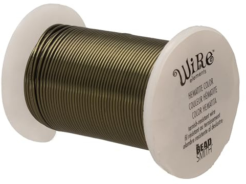 The Beadsmith Copper Jewelry Wire | 24 Gauge Craft Wire for Jewelry Making, Hematite Color, 30 Yd (27.43 m), Lacquered Tarnish-Resistant for Crafts