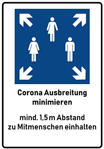 Corona Virus Hinweisschilder, Abstand Schilder - Abstand halten - als wiederablösbarer Aufkleber, Größe A4