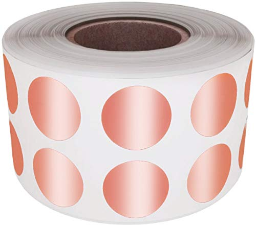 Royal Green Sticker Rosé-Gold 13 mm runde Aufkleber - Größe 0,5 Zoll Klebepunkte im 1080 Pack