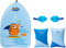 SwimWays Value Pack, Fish Face Guppy Goggles ,Soft Swimmies, and Sea Monster Kick Trainer, Learn to Swim Kickboard