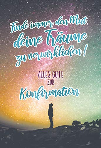 KE - Konfirmationskarte für Jungen & Mädchen, DIN B6 Format, inkl. Umschlag - Hochwertige Karte zur Konfirmation - Motiv: Träume