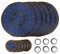 Penguin Home® Platzsets, Untersetzer und Serviettenringe, Glasperlen, Blau und Antikgold, runde Platzdeckchen, handgefertigt von erfahrenen indischen Kunsthandwerkern, Durchmesser: 32 cm
