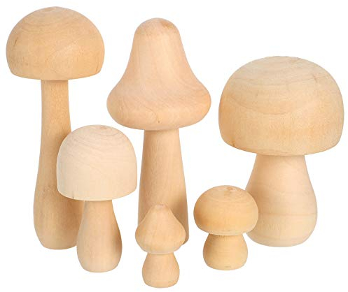 Healifty 6 Pcs Unfinished Wooden Peg Doll Bodies Wooden Mushrooms Set Mushrooms Figures Blank Peg Dolls Children Kid Graffiti Drawing Toy DIY Painting Toys