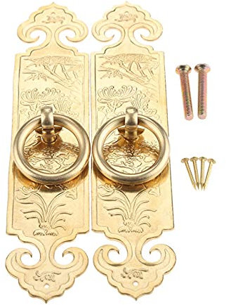 LIJUCAI 2Pcs 10cm Antik chinesisches reines Kupfer gerader Griff Türbeschläge Möbel Klassische Schrankschublade Kupferzug, 15cm Messing