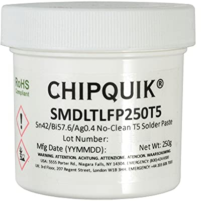 Chip Quik Lötpaste im Glas 250 g (T5) Sn42/Bi57.6/Ag0.4 Niedrigtemperatur