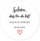 48 Stück personalisiert rotes Herz Hochzeitssticker - Schön, dass Du da bist! Aufkleber - 4 cm Runde Papieraufkleber Etiketten für Hochzeit,Gastgeschenk,Tischdeko,Flaschen,Tüten - Rd 108-011