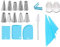 Meiyea 20 Pcs Piping Bags and Nozzles Set, with 2 Silicone Icing Piping Cream Pastry Bag and 10 Piping nozzles,2 Coupler, 3 Plastic Scrapers and More Accessories for Cake DIY