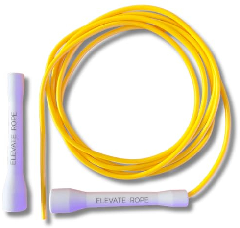 Elevate Speed Rope MAX - Professionelles Springseil aus Strapazierfähigem PVC mit Nylonkern - 5 mm - Länge Max. 3 Meter - Extrem Starke Griffe (Yellow)