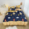 Fansu Kinder Bettwäsche Set 4tlg aus Mikrofaser, Cartoon Druck Bettbezug Sets, Komfortabel Single Doppelbett Bettbezug mit Reißverschluss, 1 Bettlaken und 2 Kissenbezüge (Mondbär,180x220cm)