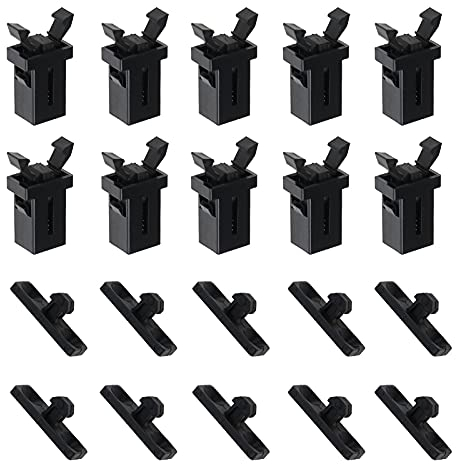 The Lord of the Tools 10 Pairs of Touch Top Lid Bin Latch Lock Plastic Spare Repair Replacement Black Compatible with Brabantia 3 to 50 Litre