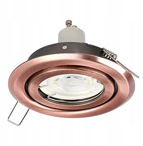 EDO Einbauleuchte DAIRA COOPER, Spots Deckenleuchte LED, Deckenspots LED, Schwenkbarer Strahler Rund Kupfer, LED Einbauleuchten, Geeignet für Deckeneinbau, Deckenlampe und Einbaulampe EDO777301