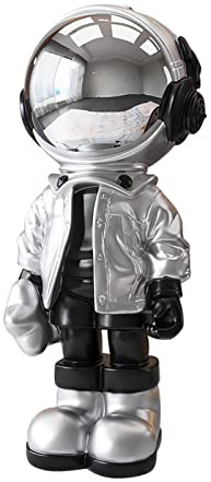 Vinbcorw Astronaut Figurine Statue,Astronaut Planet Statuen Figur Ornament, Desktop Decor Home Decor Restaurant Schreibtisch Büro Wohnzimmer Tischdeko Silvester Deko,Silber