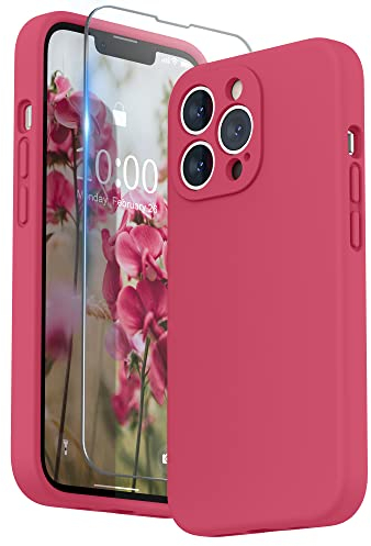 SURPHY Liquid Silicone Case for iPhone 13 Pro Case, Individual Protection for Each Lens Shockproof Rubber Full Body Thickened Design for iPhone 13 Pro 6.1 inch 2021, Hibiscus