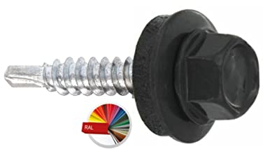 Bohrschrauben mit EPDM-Unterlegscheibe 4,8 х 19 mm 250 Stück RAL: 7016 (Anthrazitgrau) - galv. verzinkt Trapezblechschrauben WSB für Befestigung von Blech mit Überlappung