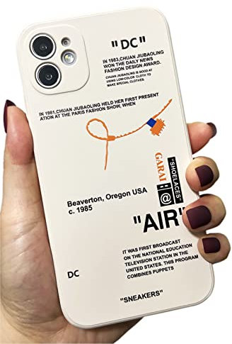 Slim Fit Hot Off Sports Brand Silicone Case for iPhone 11 6.1 Inch, Classic Cool Label Pattern Shoes Phone Case Ultra Thin Soft Silicone for iPhone 11 Shockproof Bumper Cover(White)