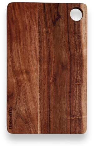 Vesta Homes Wooden Chopping Board/Cutting Board/Serving Board, Charcuterie Board, Platter for Vegetables, Fruits & Cheese | Natural Acacia Wood | 35 x 21.5 x 1.5 cm | Handcrafted