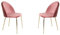 Sedia poltroncina sala da pranzo o ufficio vintage in velluto con gambe in metallo SET DA 2 Pezzi (Gambe Oro, Rosa Trapuntata)