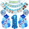 Daimay 1. Geburtstag Dekorationen für Junge 1 Jahr Geburtstag Luftballons Girlande Baby Fotogirlande Kinder Ersten Geburtstag Monat Foto Banner für Erster Geburtstag Dekorationen - Blau