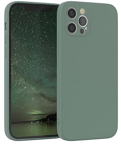 EAZY CASE - Silikonhülle für iPhone 12 Pro Hülle Silikon Case Dunkelgrün weich stoßfeste Handyhülle Schutzhülle mit Kameraschutz Dünn Premium Schutz Cover TPU Phone Bumper in Mitternacht Grün Matt