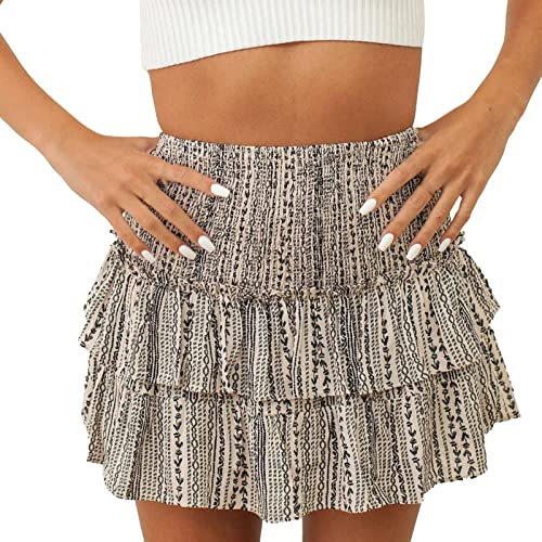 Rock Damen Sommer Kurz High Waist Tennisrock Rock Große Größen mit Taschen Basic Sexy Minirock Schule Rock mit Hose Drunter Baumwolle Vielseitige Faltenrock Tellerrock