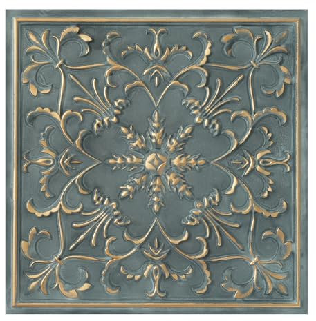 Faux Tin Ceiling Tiles Glue up, Easy Drop-in Installation, (10-Pack,40 sq.ft) Wall Decor for Bar Cafe Club PL70 Smoked Gold 10Piece