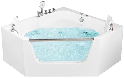 Vasca da bagno angolare moderna Funzione idromassaggio con poggiatesta Acrilico 1500 x 1500 mm Bianco