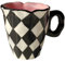 Soulnioi Ceramic Coffee Mug, Cute Cappuccino Cup with Handle, 300ML Hand-Painted Irregular Breakfast Oatmeal Cup Creative Tea Milk Cup for Gift - Black & White
