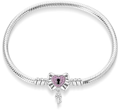 Pandach Bracelet Pour Femme Pandora charms avec Fermoir Cœur en Argent 925,Bijoux Femme Cadeaux Noël Femme Anniversaire Fête des Mères