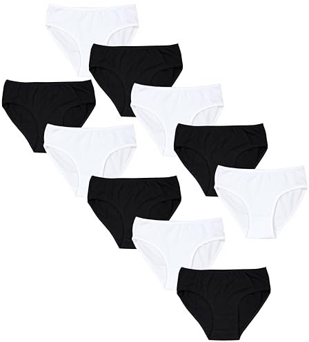 TupTam Unterhosen Mädchen 10er Pack Größe 92-170 – Bequeme Unterwäsche für Mädchen aus Baumwolle, Farbe: Schwarz/Weiß, Größe: 164-170
