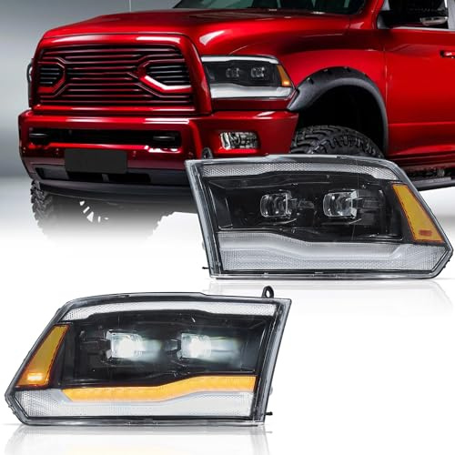 VLAND Scheinwerfer-Komplettsets Kompatibel mit Dodge RAM 1500 2500 3500 2009-2018/RAM Classic 2019-2021, mit sequenziellem Blinklicht