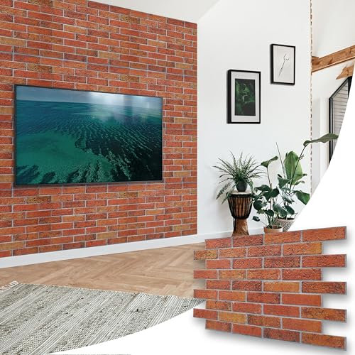 NOVECRAFTO Vintage Rustic Effect 3D Wall Panels - 20 Sheets Covering 9.22 sqm (99.2 sqft) Decorative PVC Plastic Cladding Panel Size 37.79 x 18.89 in (96 x 48 cm) – Vintage Rustic Brick Pattern