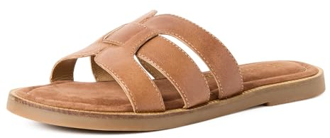 MARCO TOZZI Damen Pantoletten aus Leder Bequem, Braun (Cognac), 40 EU