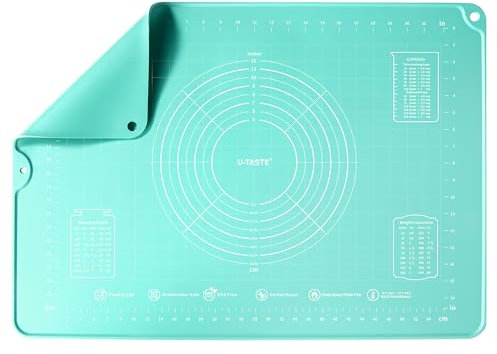 U-Taste Flüssigsilikon-Backmatte: 50x70 cm Extra Große BPA-freie Gebäckmatte Antihaftbeschichtetes Teig-Rollmatte kneten mit klaren Maßen für die Herstellung von Keksen Pizza Fondant (Aqua Sky)