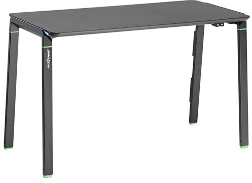 Outshine Gaming Lux Gaming Desk with RGB Multi-Color Lighting, 100kg Capacity, Beveled Edge Design, and Cable Management – 120x60cm Sturdy Aluminium & Steel Frame, Matte Black Finish