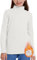 WOWENY Maglietta termica a collo alto, per bambini, in pile, calda, a coste, per l'inverno, 5-14 anni, bianco, 140-146