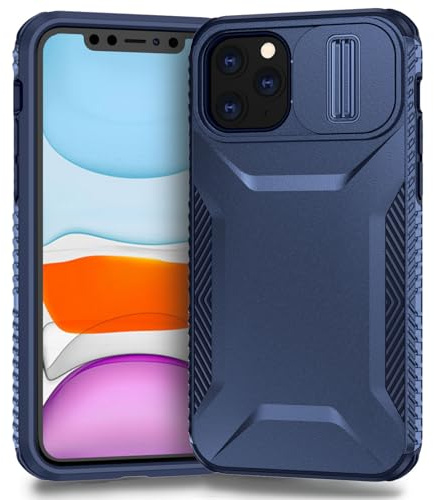 Yerebel Case for iPhone 11 Pro Case with Slide Camera Cover, Military Grade Non-Slip Heavy Duty Rugged Shockproof Protective Phone Cover for iPhone 11 Pro Blue