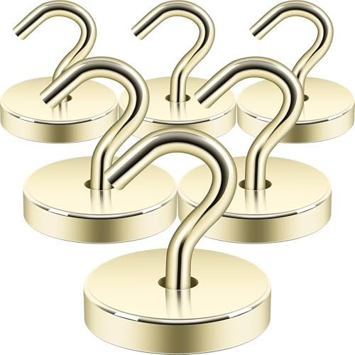 Neosmuk Magnethaken,47kg Magnet Haken Extra Stark für Spind Organizer,Neodym Magnete,Haken Magnetisch Sehr Stark für Werkstatteinrichtung,Heckzelt,Grill,Kleiderhaken,Gold