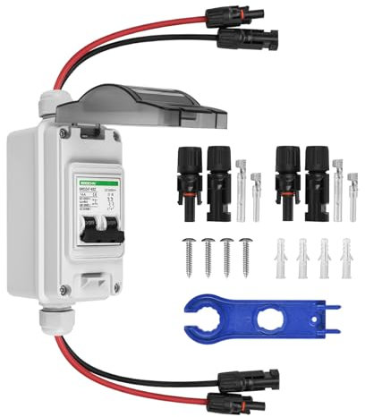 TEOV Disjoncteur solaire PV DC 2P 16 A 1000 V Disjoncteur solaire avec câble IP65 étanche pour installation solaire PV