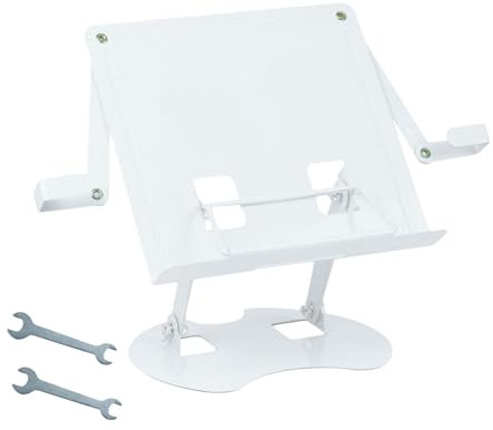 Chingde Kochbuchhalter, Kochbuchständer, Bücherständer, Buchhalter Leseständer zum Lesen im Bett mit Flexiblen Büroklammern, Schraubenschlüssel, Zusammenklappbar und Anhebbar, Weiß