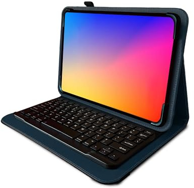 Navitech Étui de protection rotatif avec clavier Bluetooth bleu compatible avec Asus Zenpad Z300M-6B032A 10,1 IPS Tablette tactile blanche