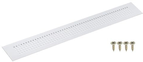 QUARKZMAN Griglia Aerazione, 1Pz 400 x 50mm Griglia D'aria Alluminio Rete Lega Alluminio con Vite, Griglia di Ventilazione Rettangolare Decorative per Armadio Porta (Argento)
